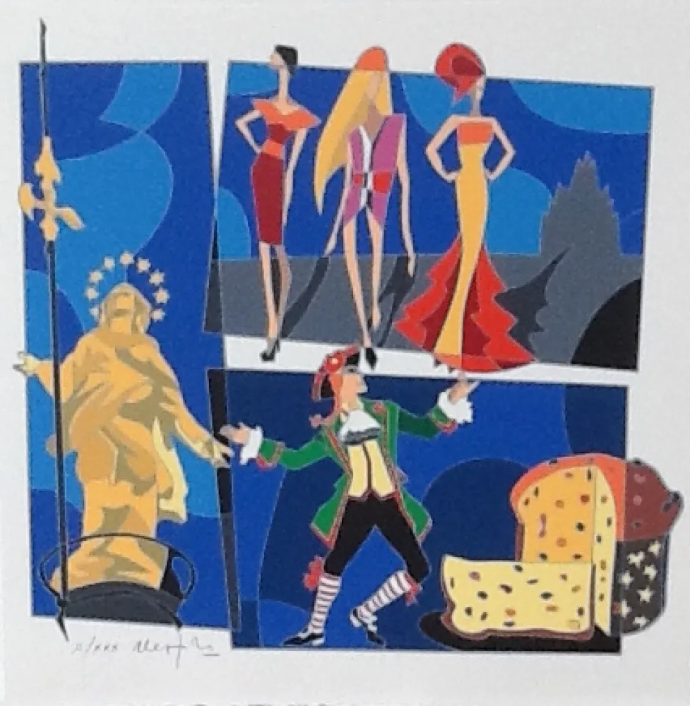 シルクスクリーン Nespolo - Serigrafia tratta dalla cartella Milan l'è un gran Milan