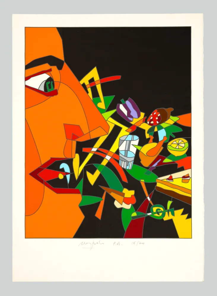 シルクスクリーン Nespolo - Soggetto in rosso