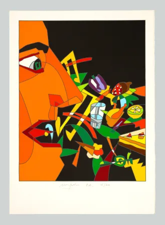 シルクスクリーン Nespolo - Soggetto in rosso