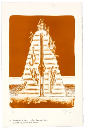 リトグラフ Nørgaard - A. In mémoriam, liberté - égalité - fraternité, danse aujourd'hui, tu seras mort demain.
