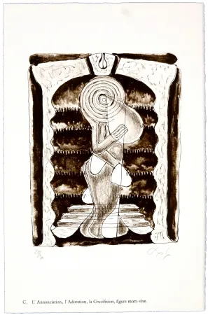 リトグラフ Nørgaard - C. L'Annonciation, l'Adoration, la Crucifixion, figure mort-vive