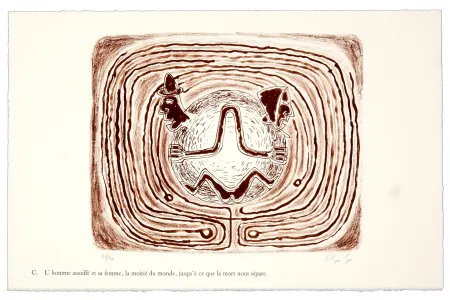 リトグラフ Nørgaard - C. L'homme assoiffé et sa femme, la moitié du monde, jusqu'à ce que la mort nous sépare.