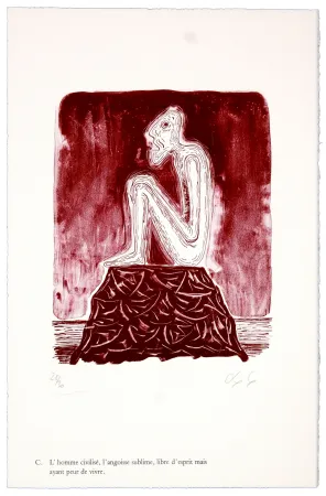 リトグラフ Nørgaard - C. L'homme civilisé, l'angoisse sublime, libre d'esprit mais ayant peur de vivre