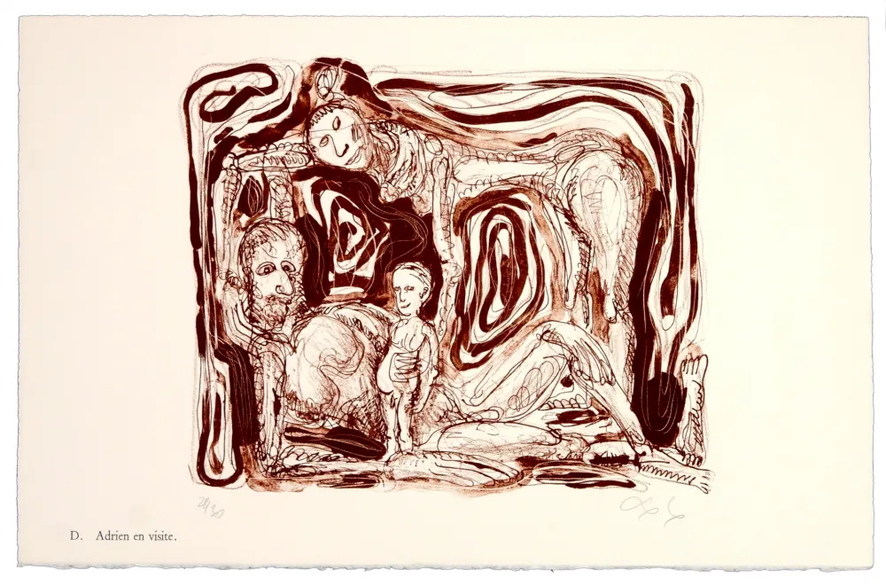 リトグラフ Nørgaard - D. Adrien en visite