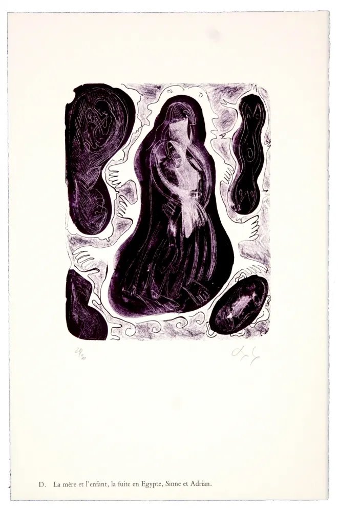 リトグラフ Nørgaard - D. La mère et l'enfant, la fuite en Egypte, Sinne et Adrian