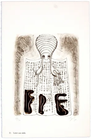リトグラフ Nørgaard - D. Lettre aux amis.