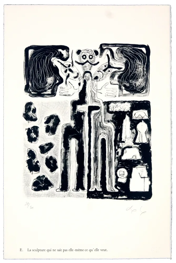 リトグラフ Nørgaard - E. La sculpture qui ne sait pas elle-même ce qu'elle veut