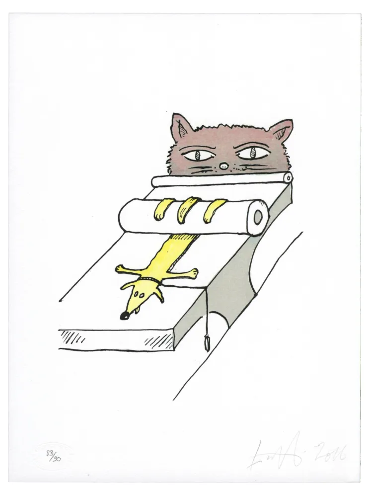 リトグラフ Nørgard - Chien écrasé