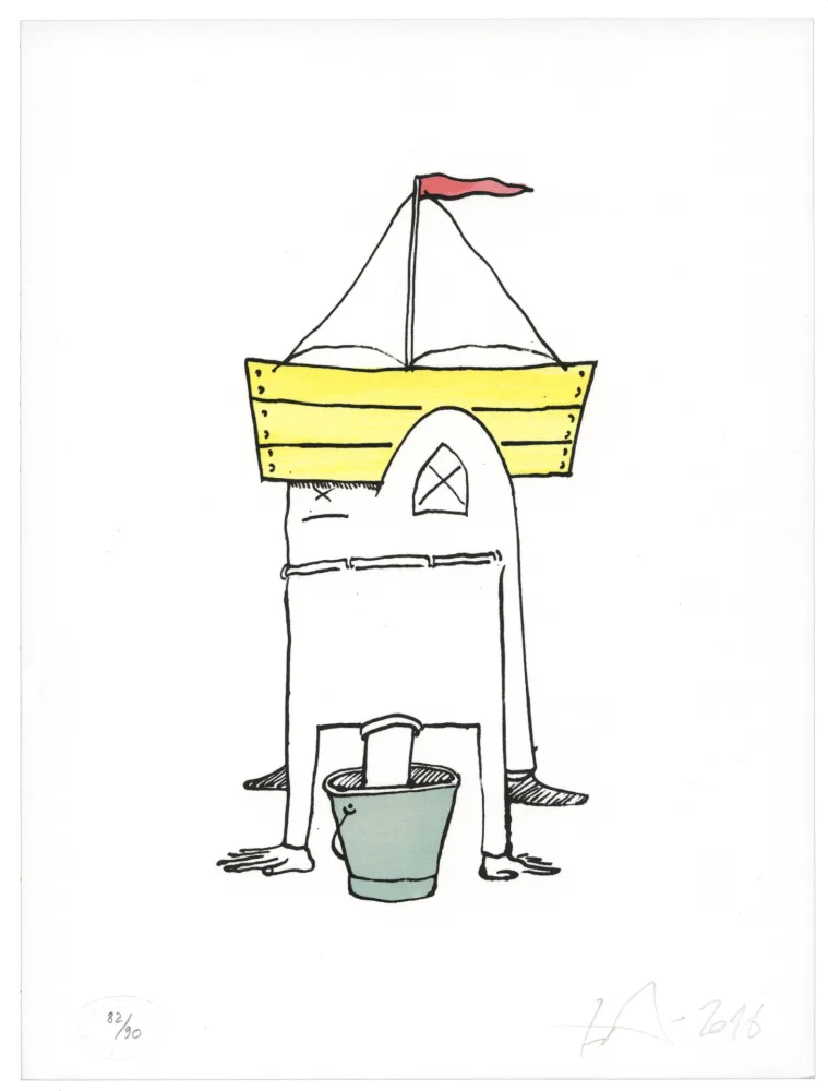 リトグラフ Nørgard - Tête dans le sceau