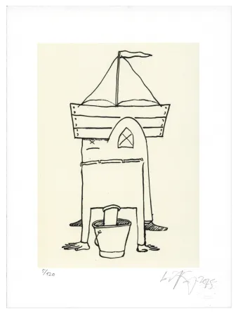 リトグラフ Nørgard - Tête dans le sceau