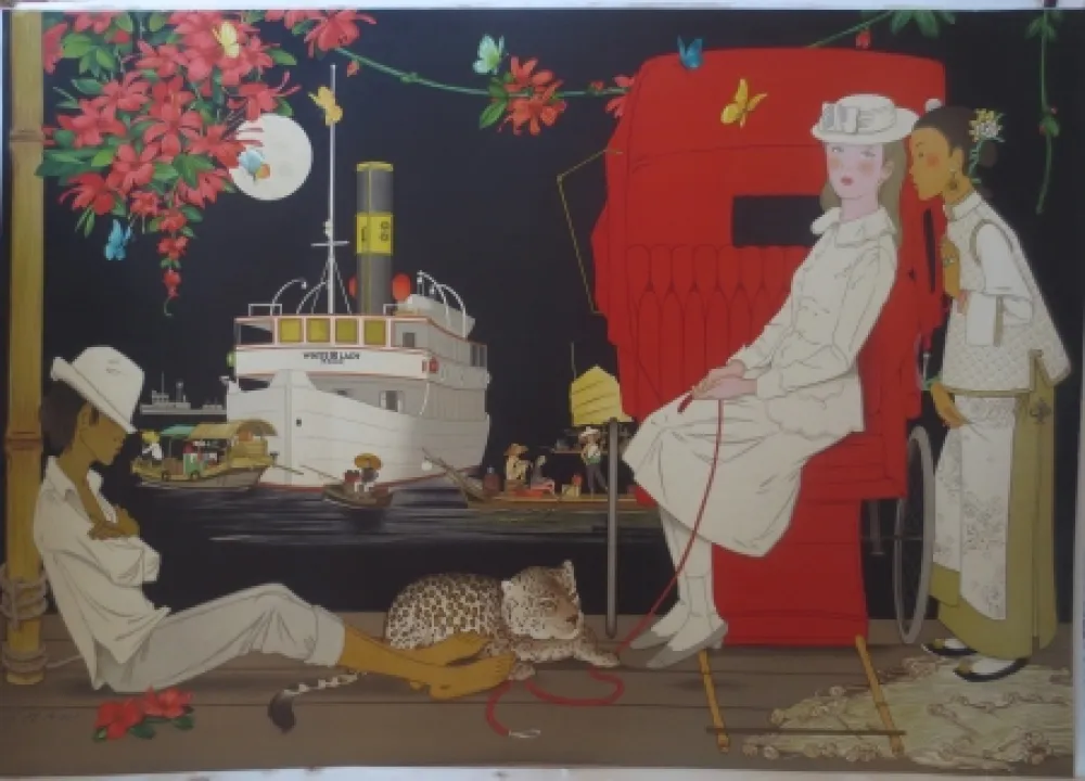 リトグラフ Noyer - Sur le port