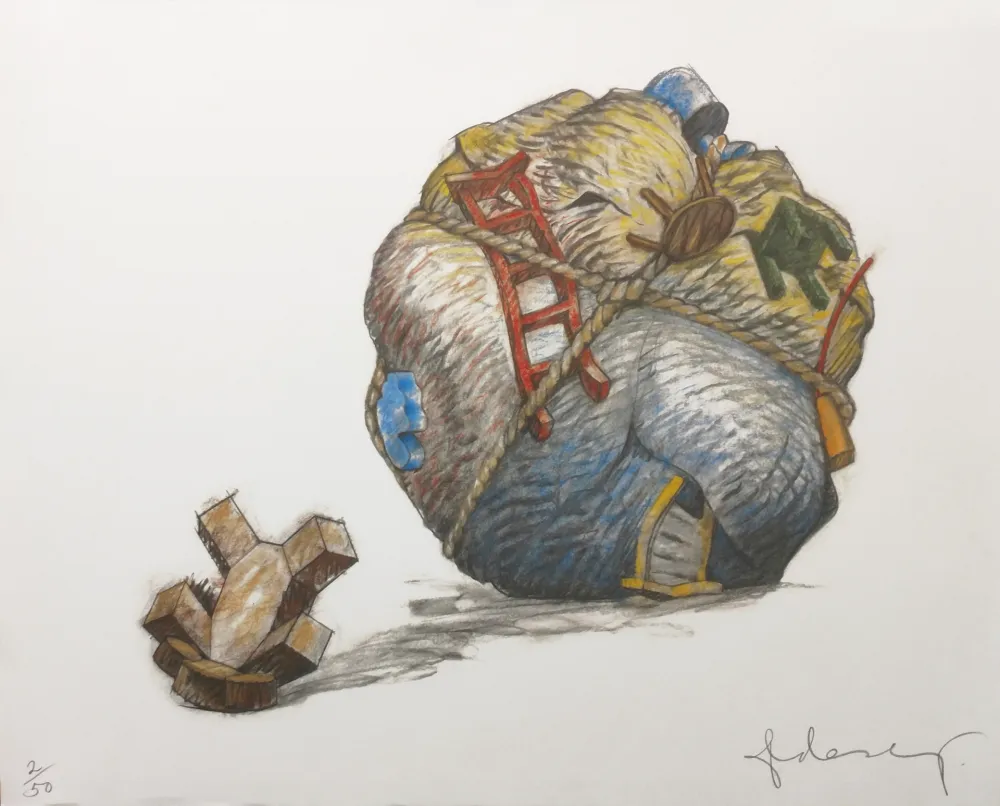 シルクスクリーン Oldenburg - HOUSEBALL WITH FALLEN TOY BEAR