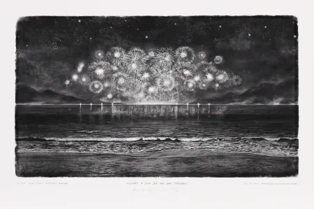 デジタル版画 Op De Beeck - Midnight, a calm Sea and some Firework