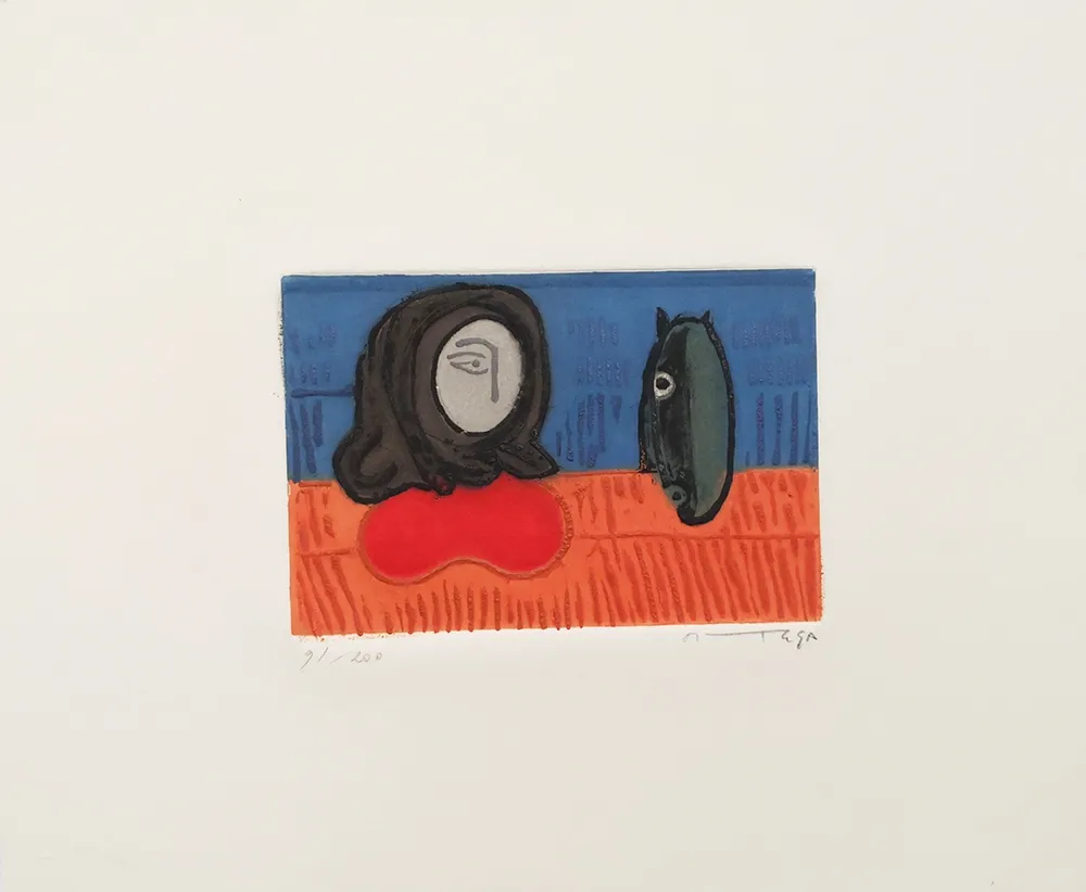 エッチング Ortega - Figura con cavallo