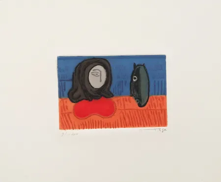 エッチング Ortega - Figura con cavallo