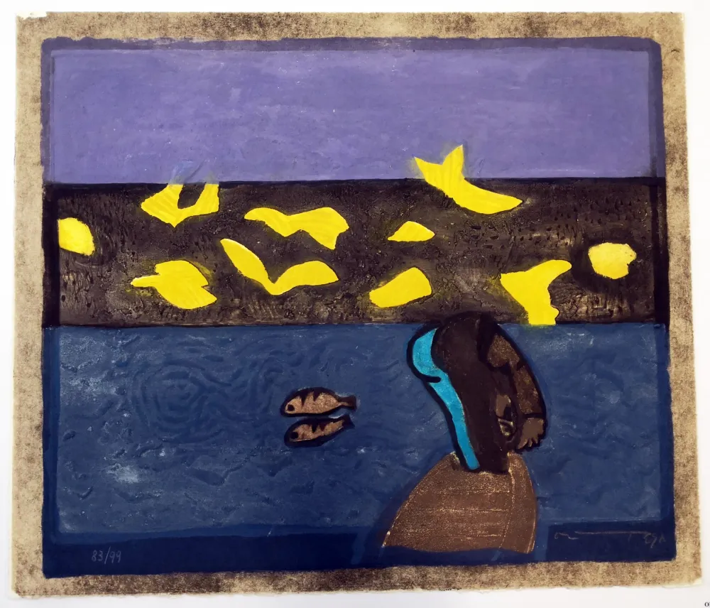 リノリウム彫版 Ortega - Paesaggio