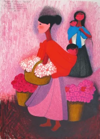 リトグラフ Osorio  - Camino al mercado