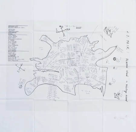 シルクスクリーン Paik - FLUXUS ISLAND IN DECOLLAGE OCEAN