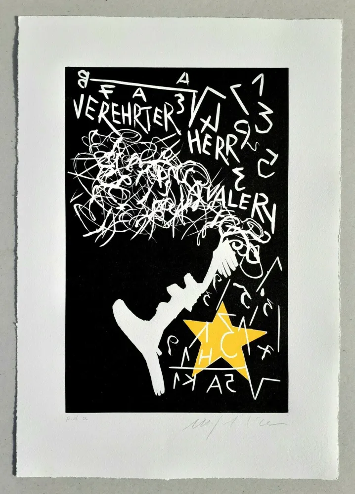 リノリウム彫版 Paladino - Cher monsieur Einstein