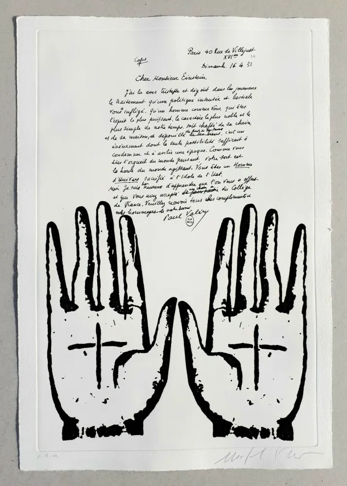 リノリウム彫版 Paladino - Cher monsieur Einstein (tav. 4)