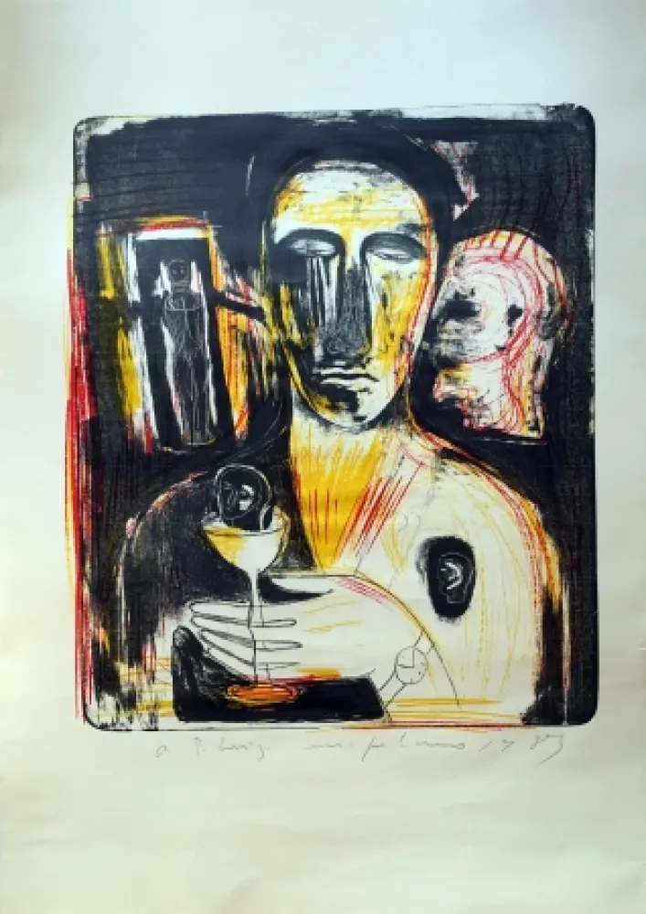 リトグラフ Paladino - Come in uno specchio