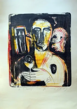 リトグラフ Paladino - Come in uno specchio