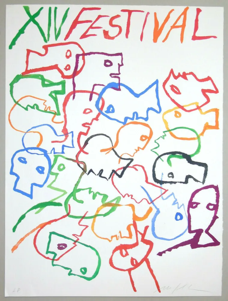 シルクスクリーン Paladino - Festival