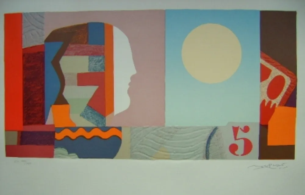 リトグラフ Papart - Noia a la luna