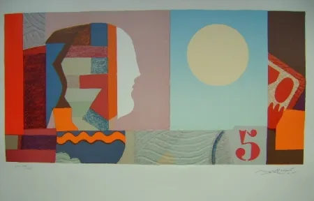 リトグラフ Papart - Noia a la luna