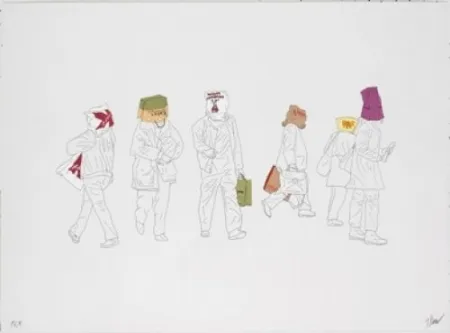 リトグラフ Partegas - Shopping Heads