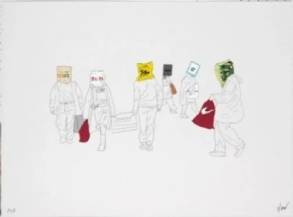 リトグラフ Partegas - Shopping Heads