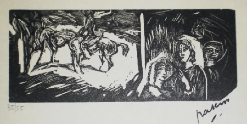 木版 Pascin - Filles et cavaliers