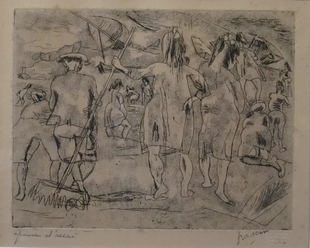 彫版 Pascin - La plage