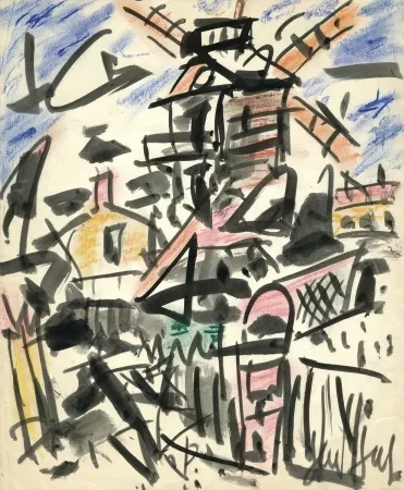 技術的なありません Paul  - Dessin Original / Original Drawing - LE MOULIN DE LA GALETTE - Paris / Montmartre