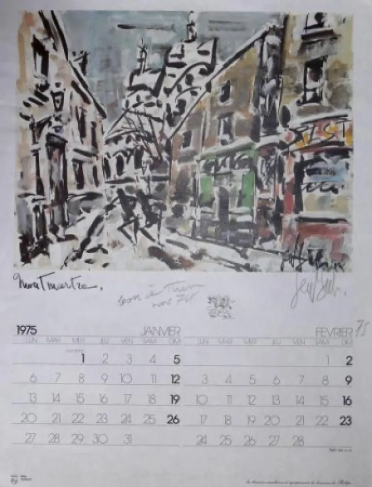 オフセット Paul  - MONTMARTRE - BON A TIRER/FINAL PROOF- Calendrier 1975 / calendar 1975