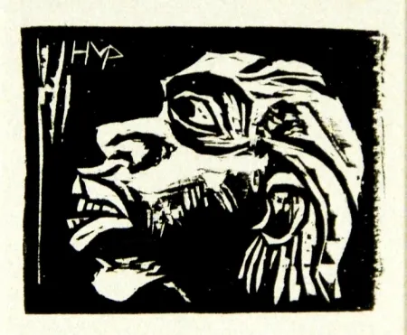 木版 Pechstein - Kopf eines Insulaners (Head of an Islander)