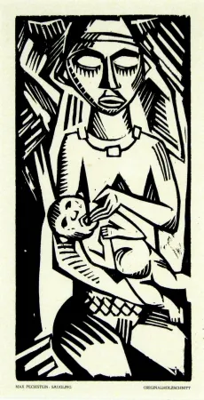 木版 Pechstein - Säugling (Infant)