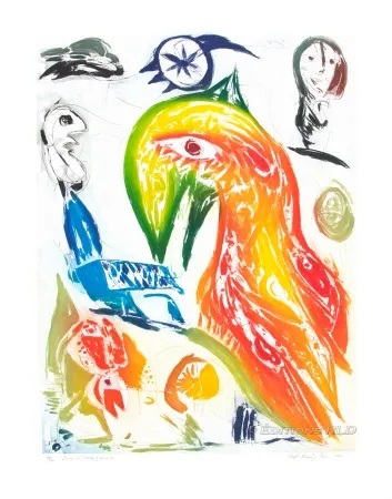 エッチングと　アクチアント Pedersen - L'Oiseau et l'étoile filante