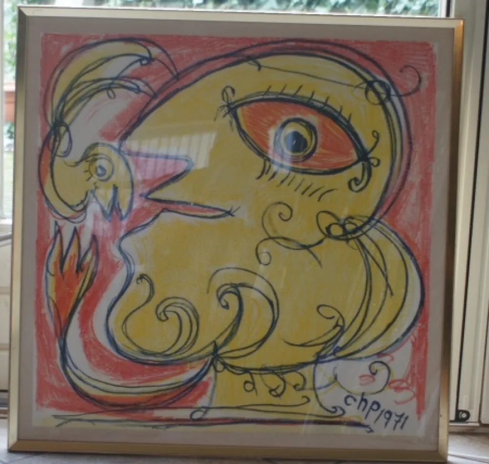 リトグラフ Pedersen - Woman and bird, reduced price!