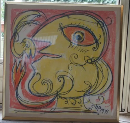 リトグラフ Pedersen - Woman and bird, reduced price!