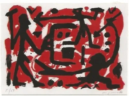 シルクスクリーン Penck - Angriff und Verteidigung