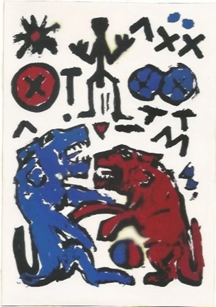 シルクスクリーン Penck - Zwei Lowen