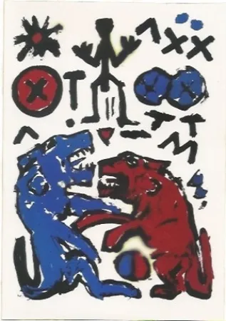 シルクスクリーン Penck - Zwei Lowen
