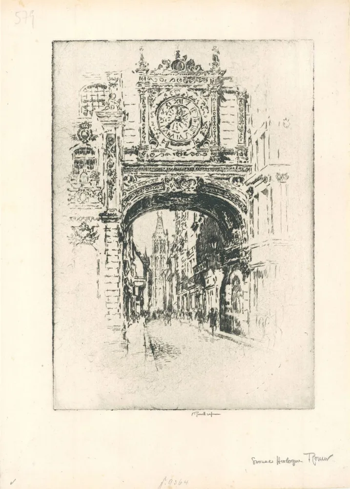 彫版 Pennell - Grosse horloge, Rouen