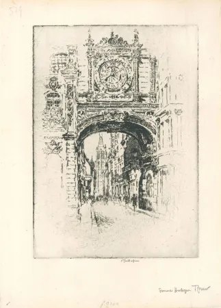 彫版 Pennell - Grosse horloge, Rouen