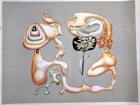 リトグラフ Pérahim - Jules Perahim, Surrealist Composition, 1970s