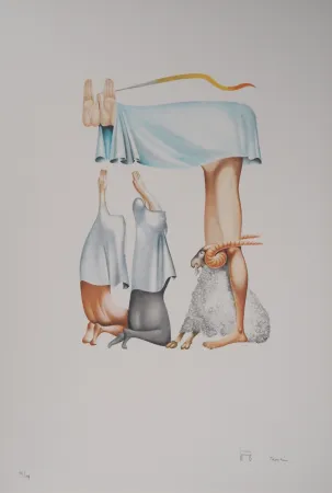 リトグラフ Pérahim - L'Alphabet Hébreu : Bouc émissaire