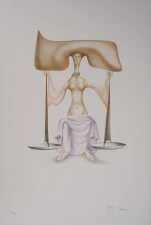 リトグラフ Pérahim - L'Alphabet Hébreu : Justice et Equilibre