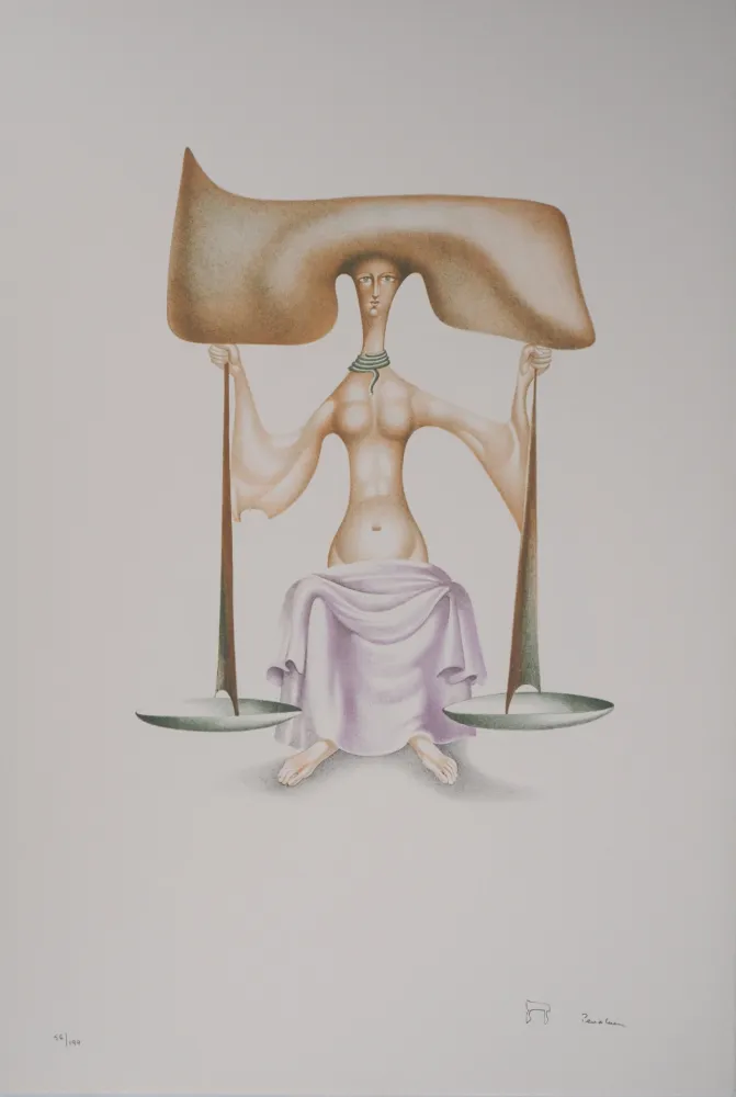 リトグラフ Pérahim - L'Alphabet Hébreu : Justice et Equilibre