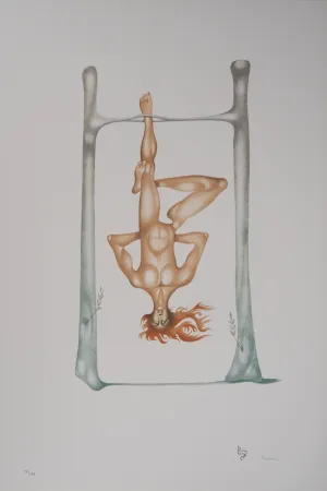 リトグラフ Pérahim - L'Alphabet Hébreu : le pendu